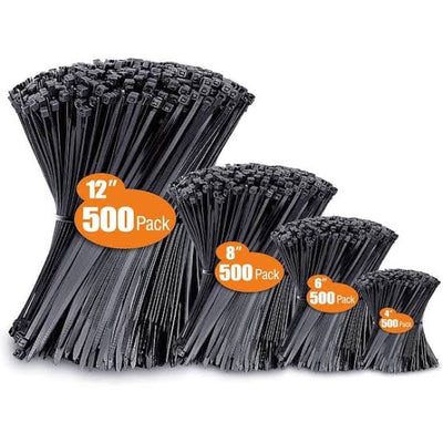 Zip Ties Assortment 500-Pack Multi-Size