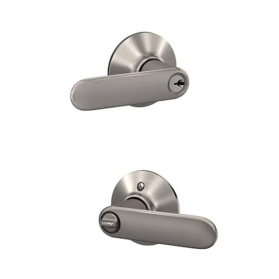Door Lever Lock Set Satin Nickel Keyed Entry